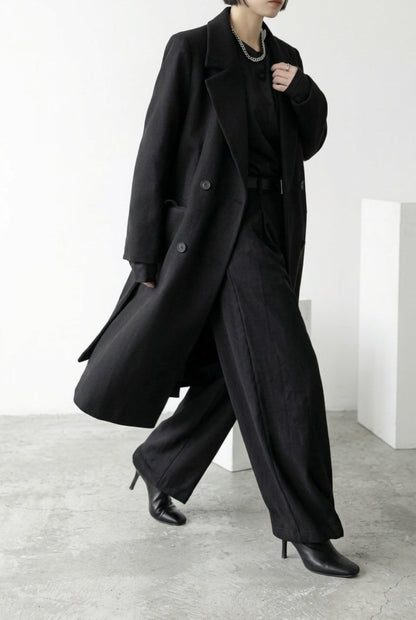 KAYO | BLACK DOUBLE-BREASTED TRENCH COAT