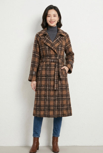 KAYO | PLAID WOOL CHECKERED TRENCH COAT