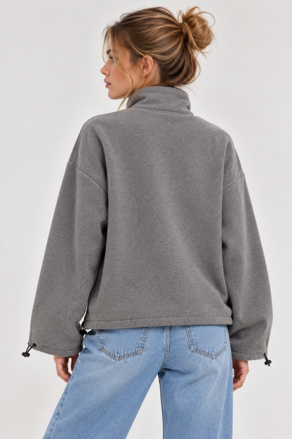 KAYO | MIAO JIA EMBROIDERED LOGO GRAY FLEECE JACKET