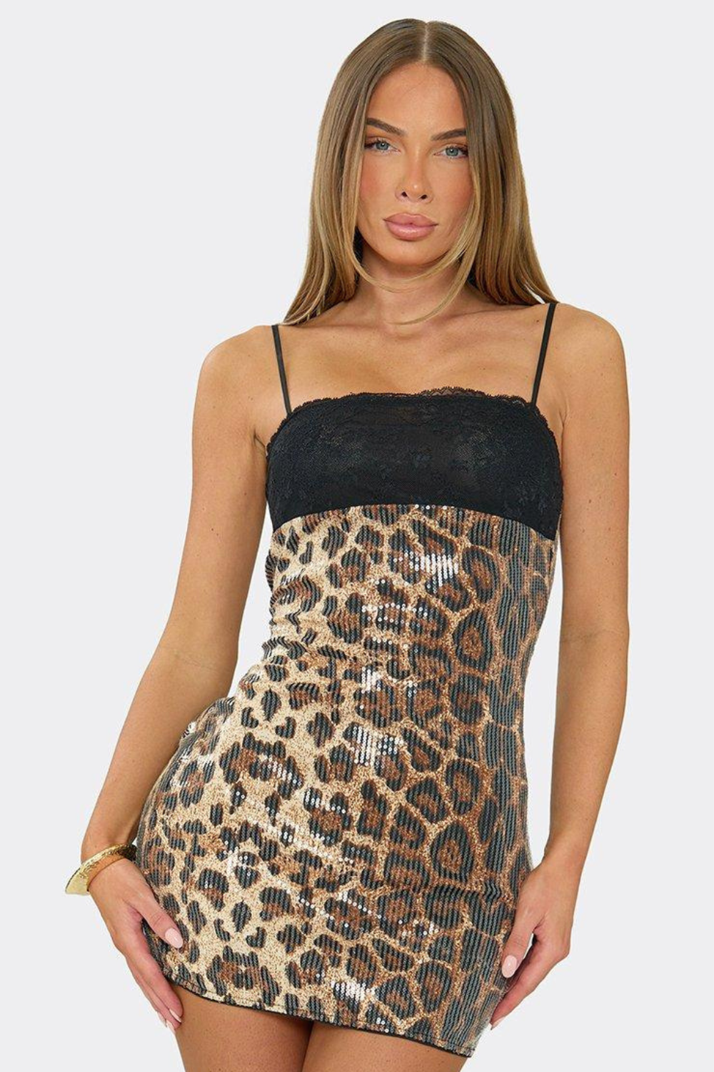 KAYO | LEOPARD SEQUIN MINI DRESS