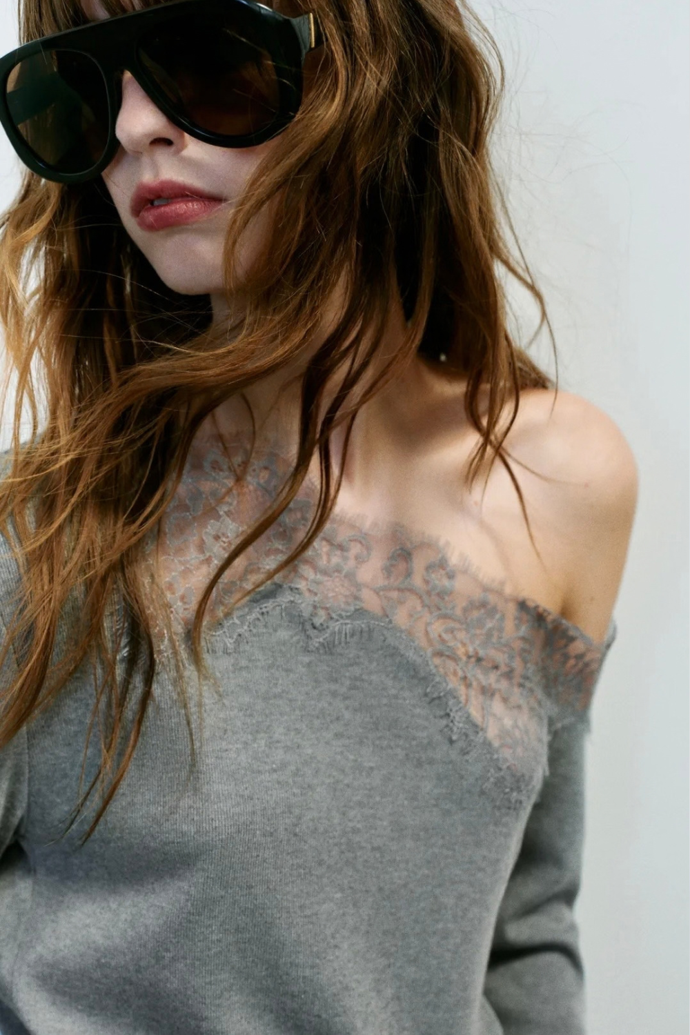 KAYO | LONG SLEEVE ASYMMETRIC LACE TOP