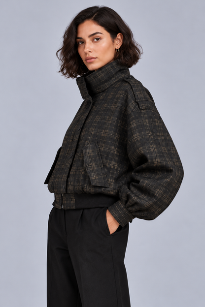 KAYO |DARK PLAID BOMBER JACKET