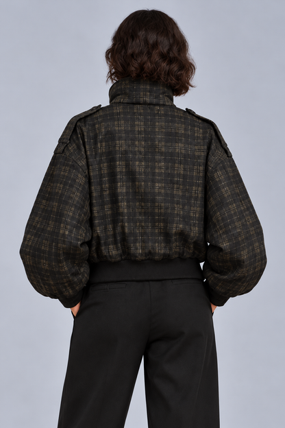 KAYO |DARK PLAID BOMBER JACKET