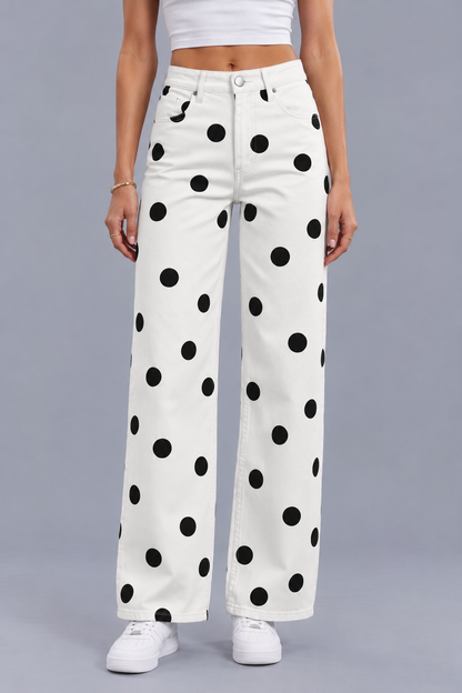 KAYO | POLKA DOT WIDE-LEG JEANS