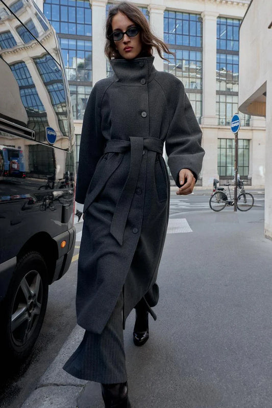 Manteau Col Montant Souple Avec Ceinture