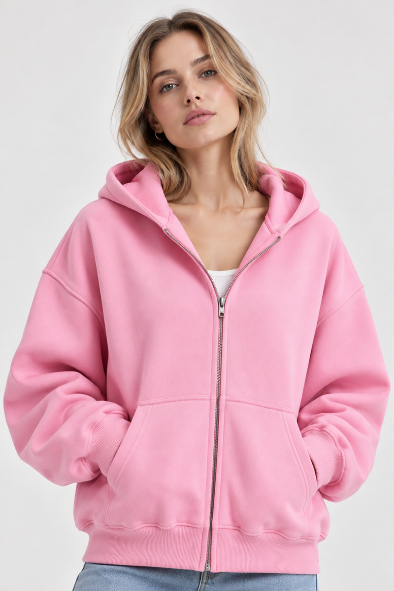 KAYO | FELPA BOXY CON CAPPUCCIO E ZIP