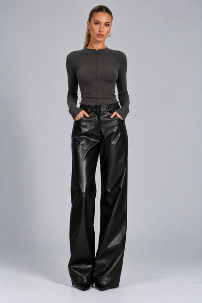 KAYO | FAUX LETHER WIDE-LEG PANTS