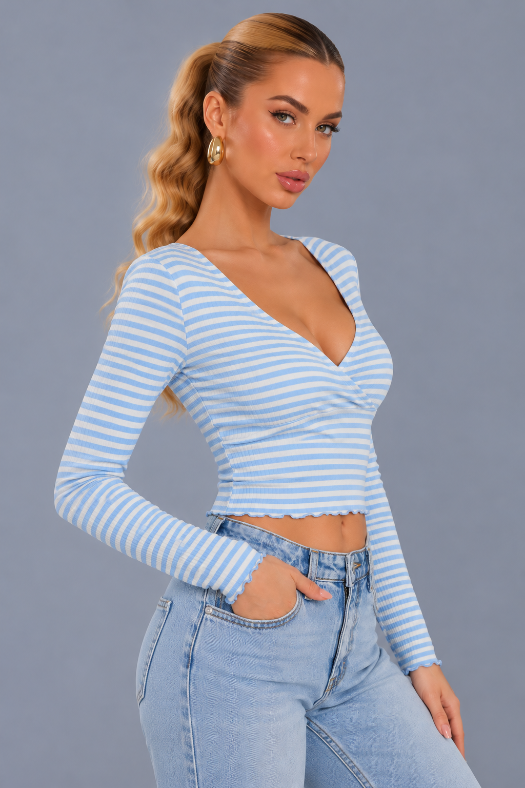 KAYO | REGGI STRIPED WRAP TOP