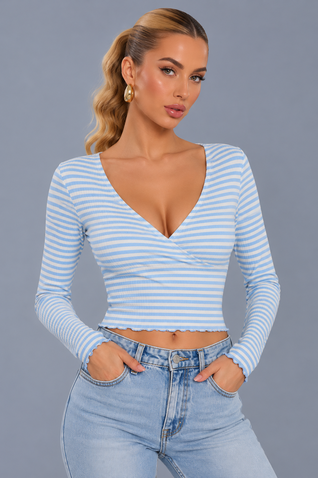KAYO | REGGI STRIPED WRAP TOP