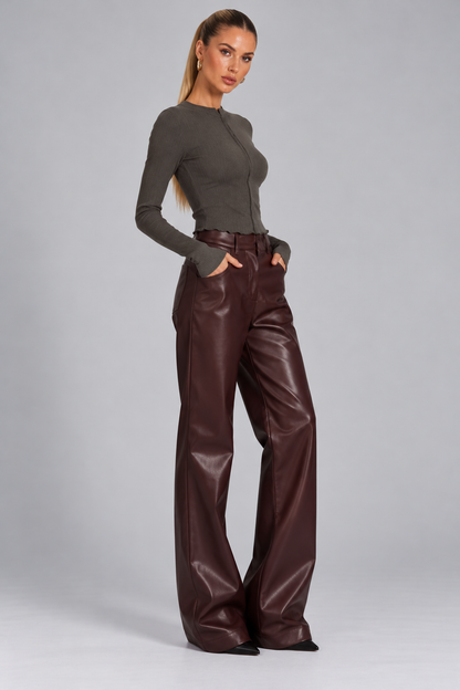 KAYO | FAUX LETHER WIDE-LEG PANTS