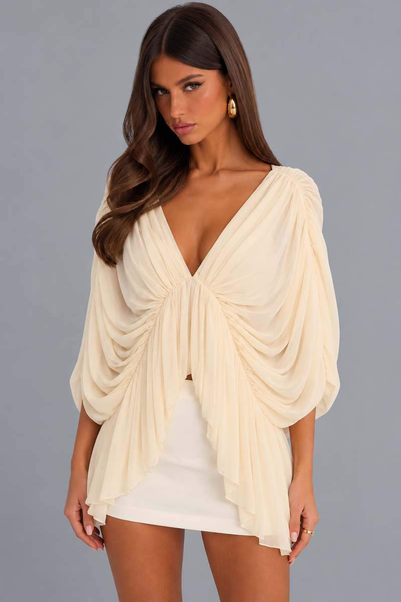 KAYO | TOP KOBO DRAPPEGGIATO IN CHIFFON