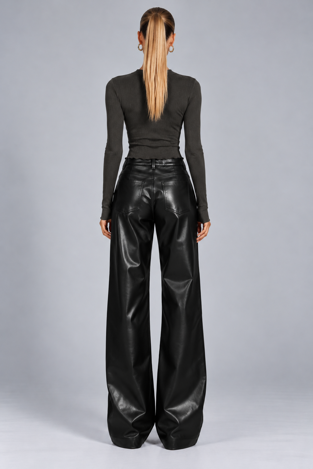 KAYO | FAUX LETHER WIDE-LEG PANTS