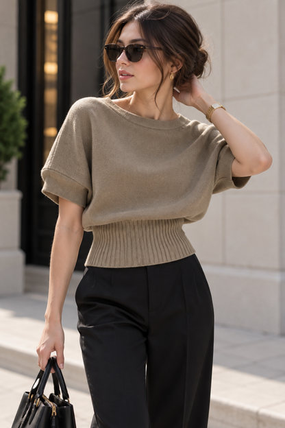 KAYO | HALF-HIGH NECK BATWING SLEEVE KNIT TOP