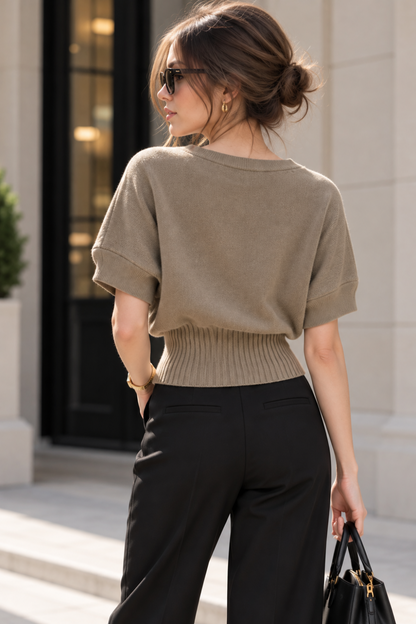 KAYO | HALF-HIGH NECK BATWING SLEEVE KNIT TOP
