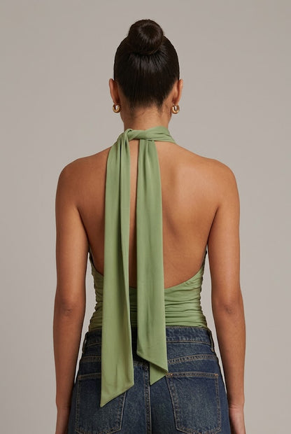 KAYO | SAGE GREEN HALTER TOP