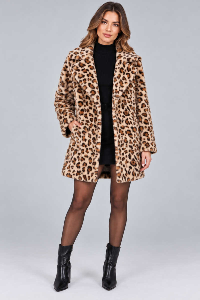 KAYO | CAPPOTTO LEOPARDATO EFFETTO PELLICCIA