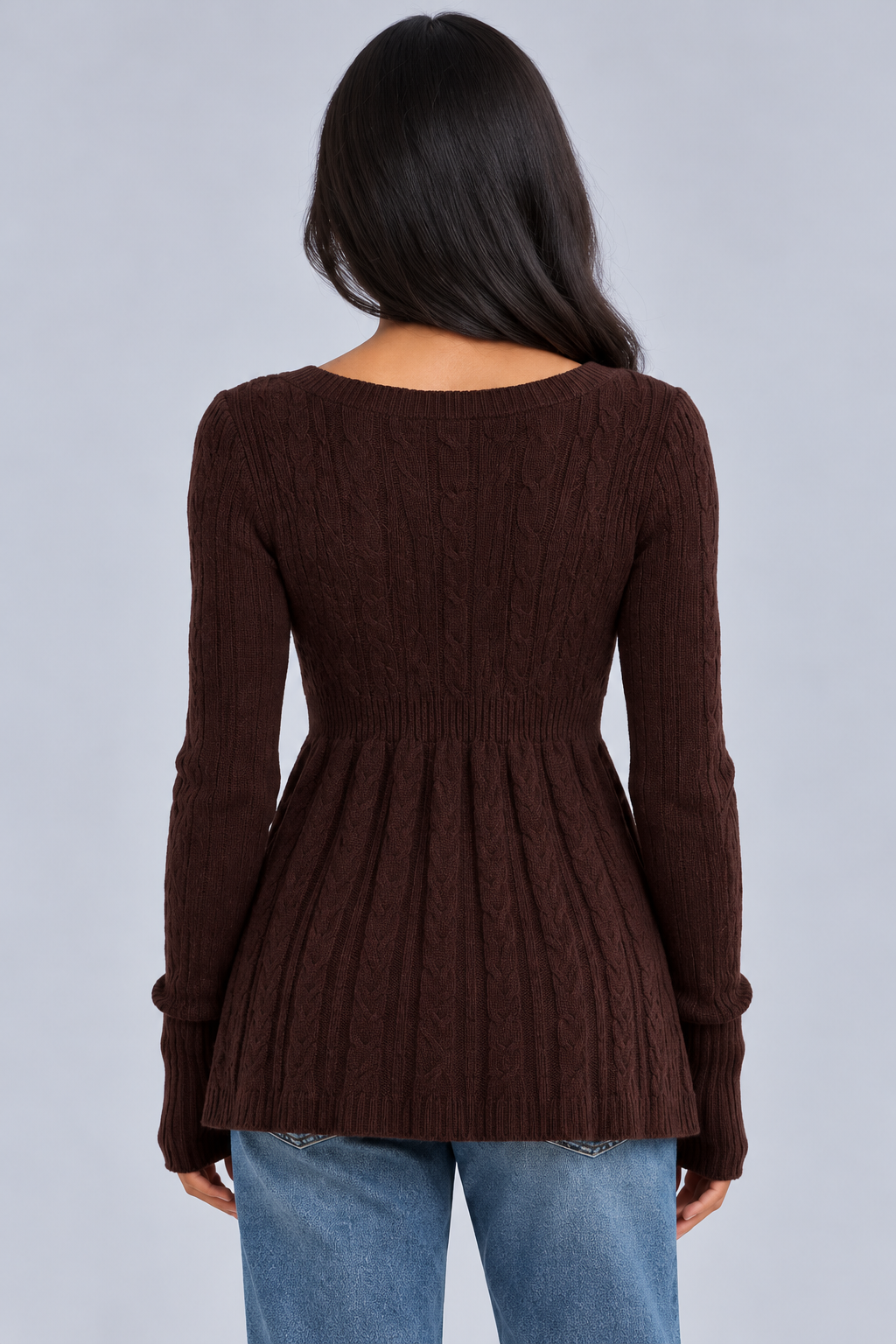 KAYO |DARK BROWN CABLE KNIT SWEATER