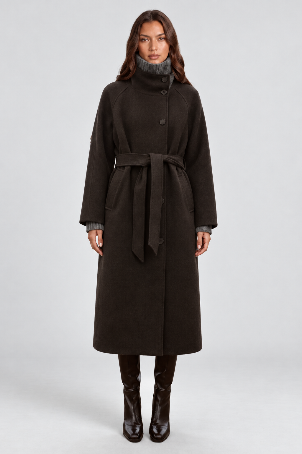 KAYO | LANGER WOLLMANTEL MIT GÜRTEL