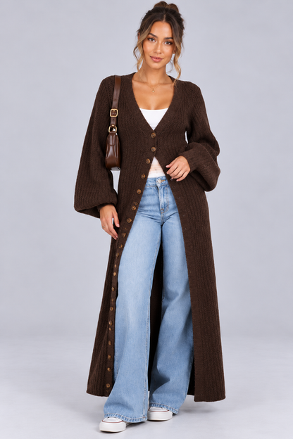 KAYO | LONGLINE RIBBED KNIT CARDIGAN