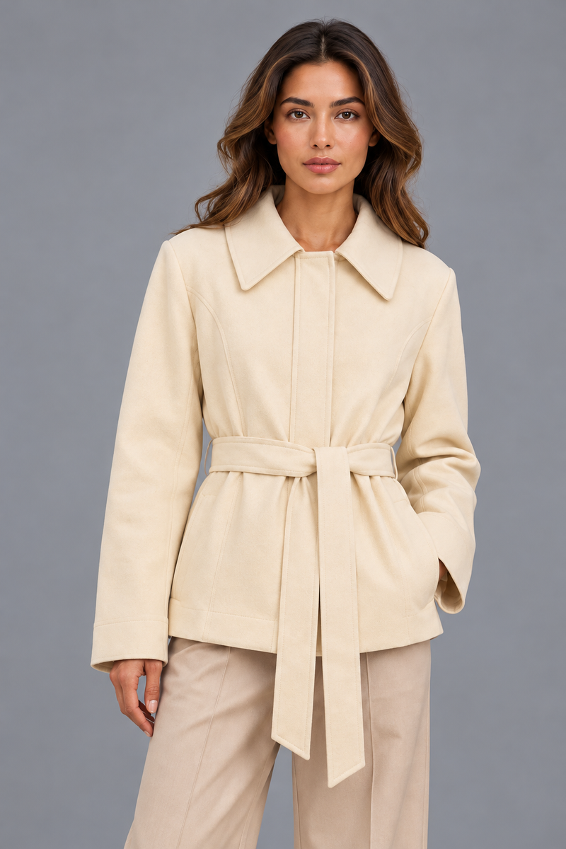 KAYO | CHAQUETA CON CINTURÓN CREMA