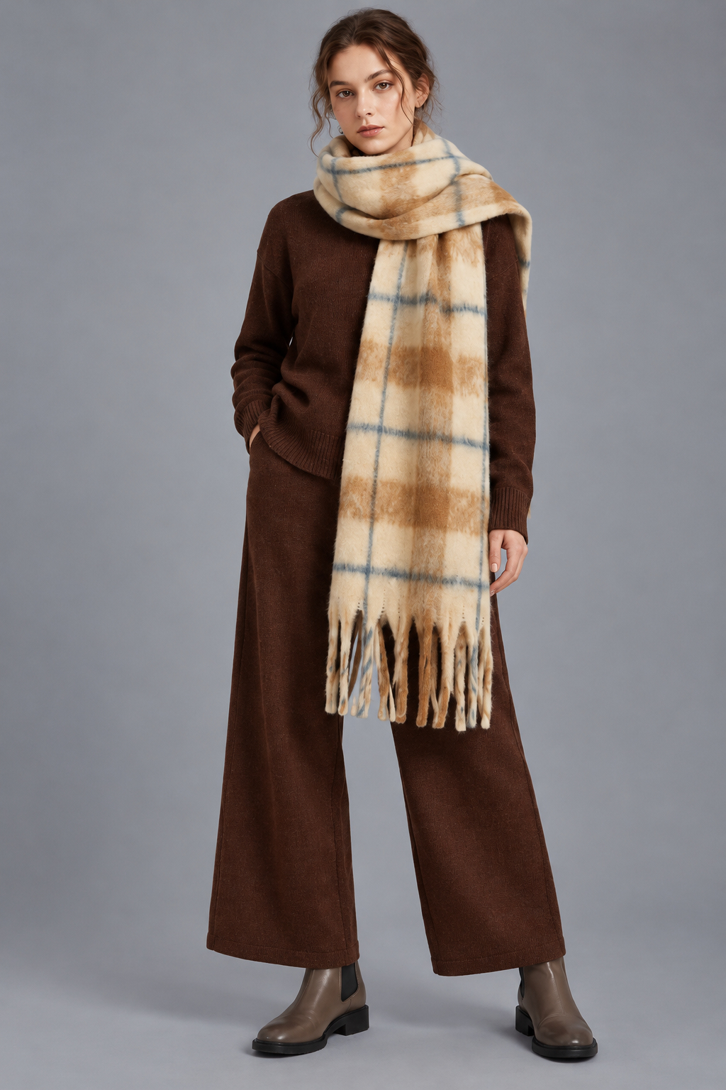 KAYO | PLAID FRINGE SCARF