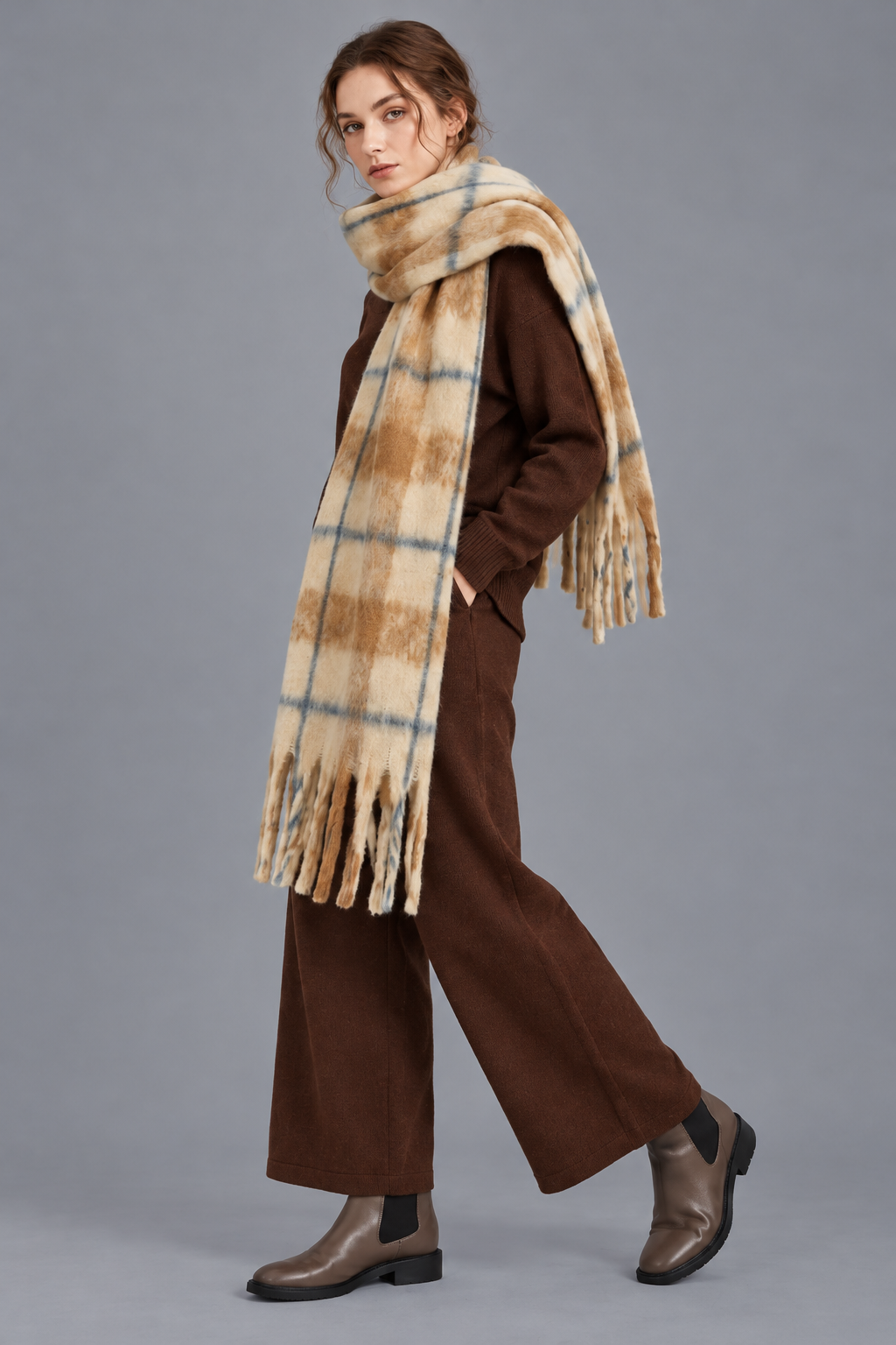 KAYO | PLAID FRINGE SCARF