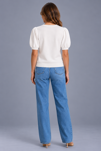 KAYO | WHITE PUFF SLEEVE TOP